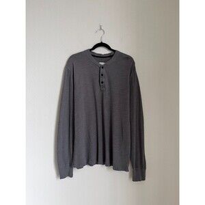 rag & bone Men's Classic Flame Henley Long Sleeve in Gray Size XL